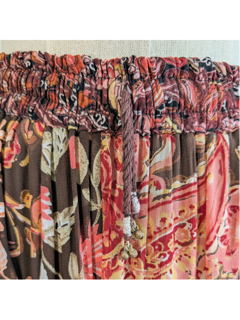 Boho Patchwork Maxi Skirt Sheer Tiered Patchwork Floral Sheet Festival India OS - Picture 8 of 11